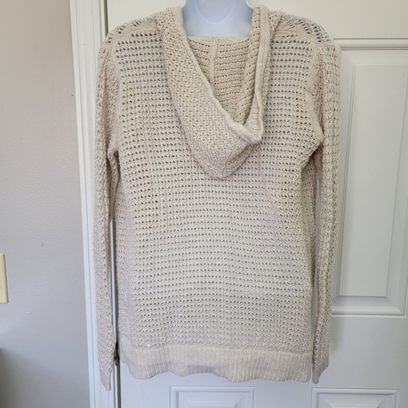 GAP Open Knit Open Hooded Cardigan Sweater Perfect Layering Ivory Size XS - Picture 3 of 7